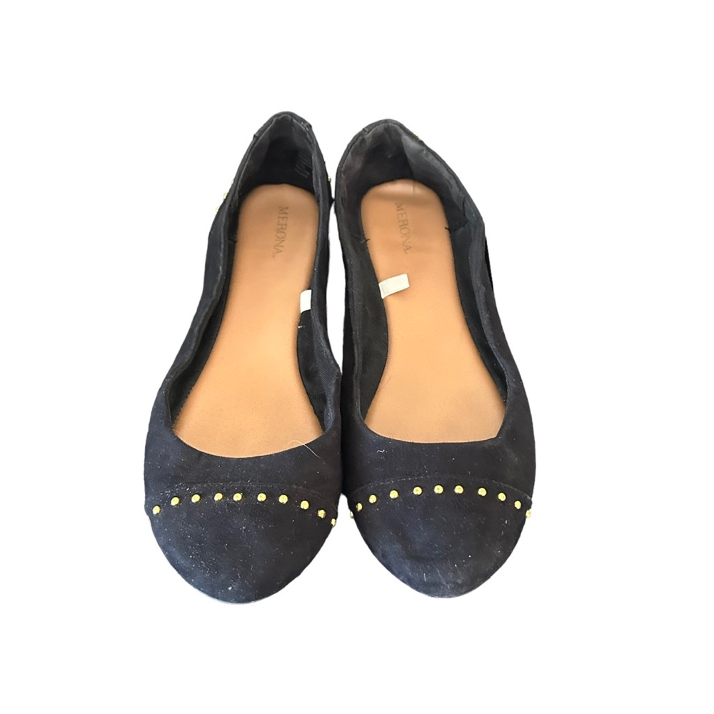 Merona Women’s Black Textile Slip On Studded Ballet Flats Size 9.5 - Picture 3 of 12